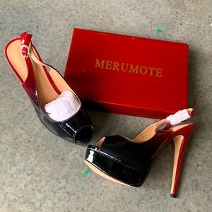 Merumote Red Black 6 Inch Pumps